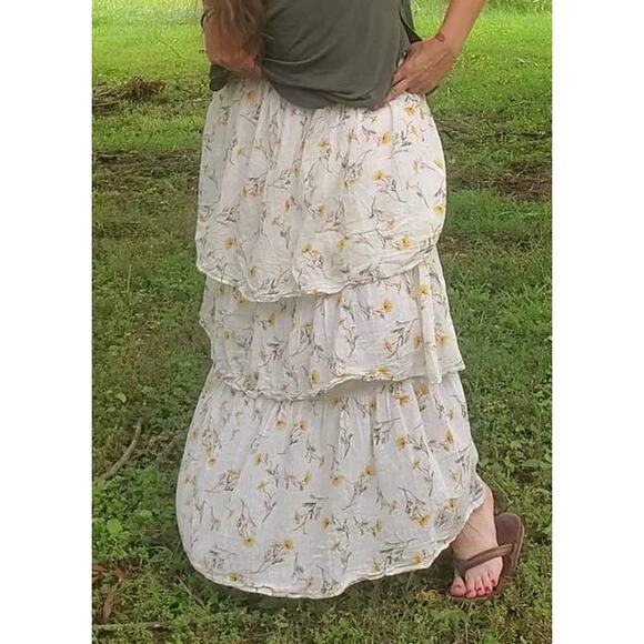 New York & Company Dresses & Skirts - Happy x Nature by Kate Hudson for NY&C tiered maxi skirt sunflower floral medium